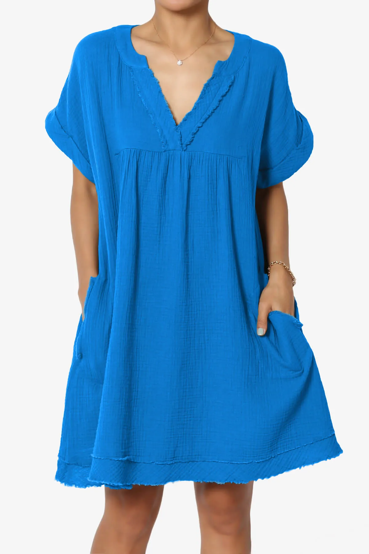 Milly Gauze V-Neck Babydoll Shift Mini Dress PLUS