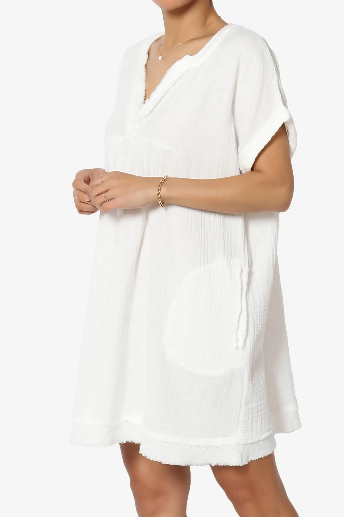 Milly Gauze V-Neck Babydoll Shift Mini Dress PLUS