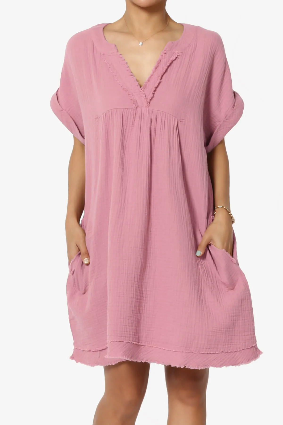 Milly Gauze V-Neck Babydoll Shift Mini Dress PLUS