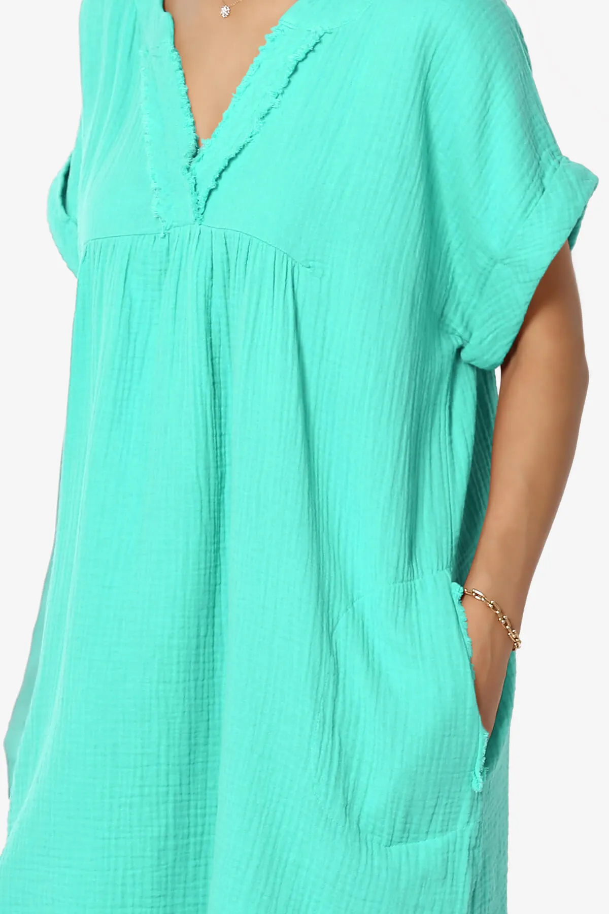 Milly Gauze V-Neck Babydoll Shift Mini Dress PLUS