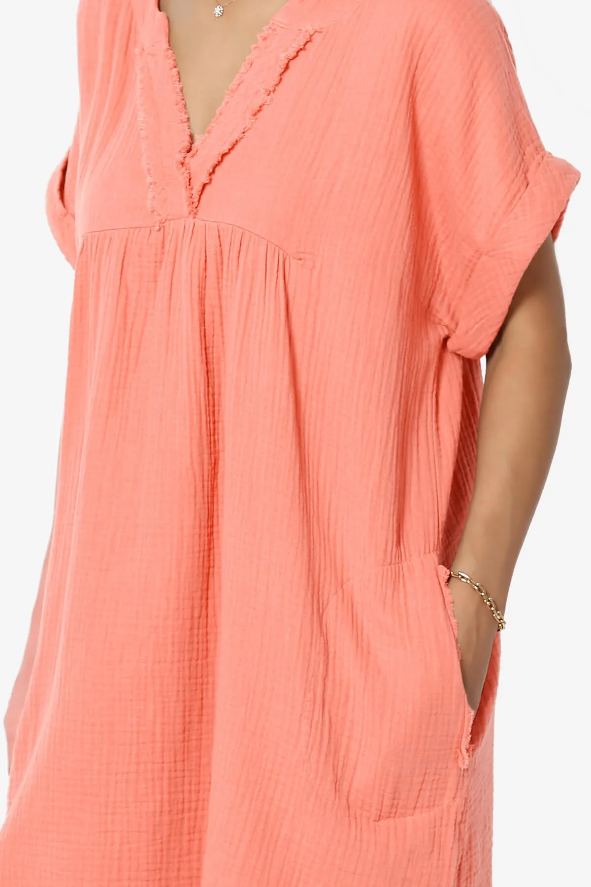 Milly Gauze V-Neck Babydoll Shift Mini Dress PLUS