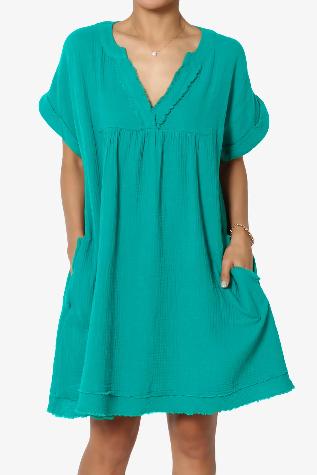 Milly Gauze V-Neck Babydoll Shift Mini Dress PLUS