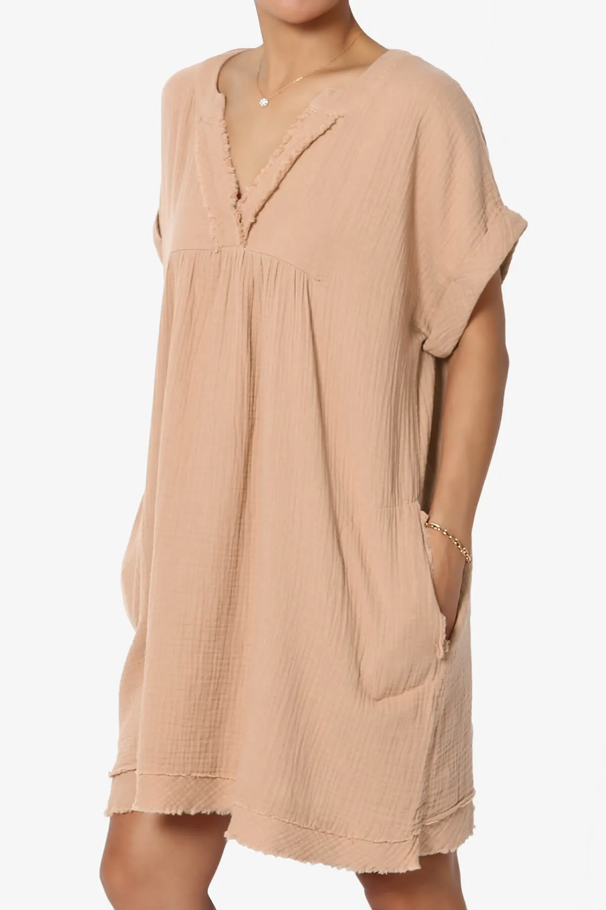 Milly Gauze V-Neck Babydoll Shift Mini Dress PLUS