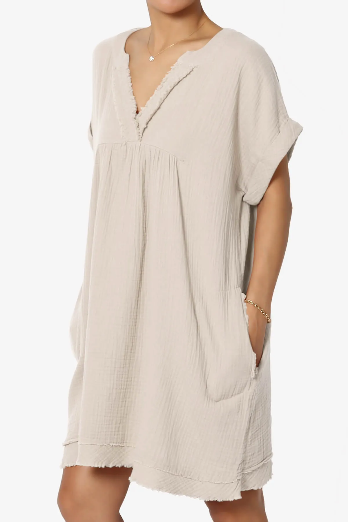 Milly Gauze V-Neck Babydoll Shift Mini Dress PLUS