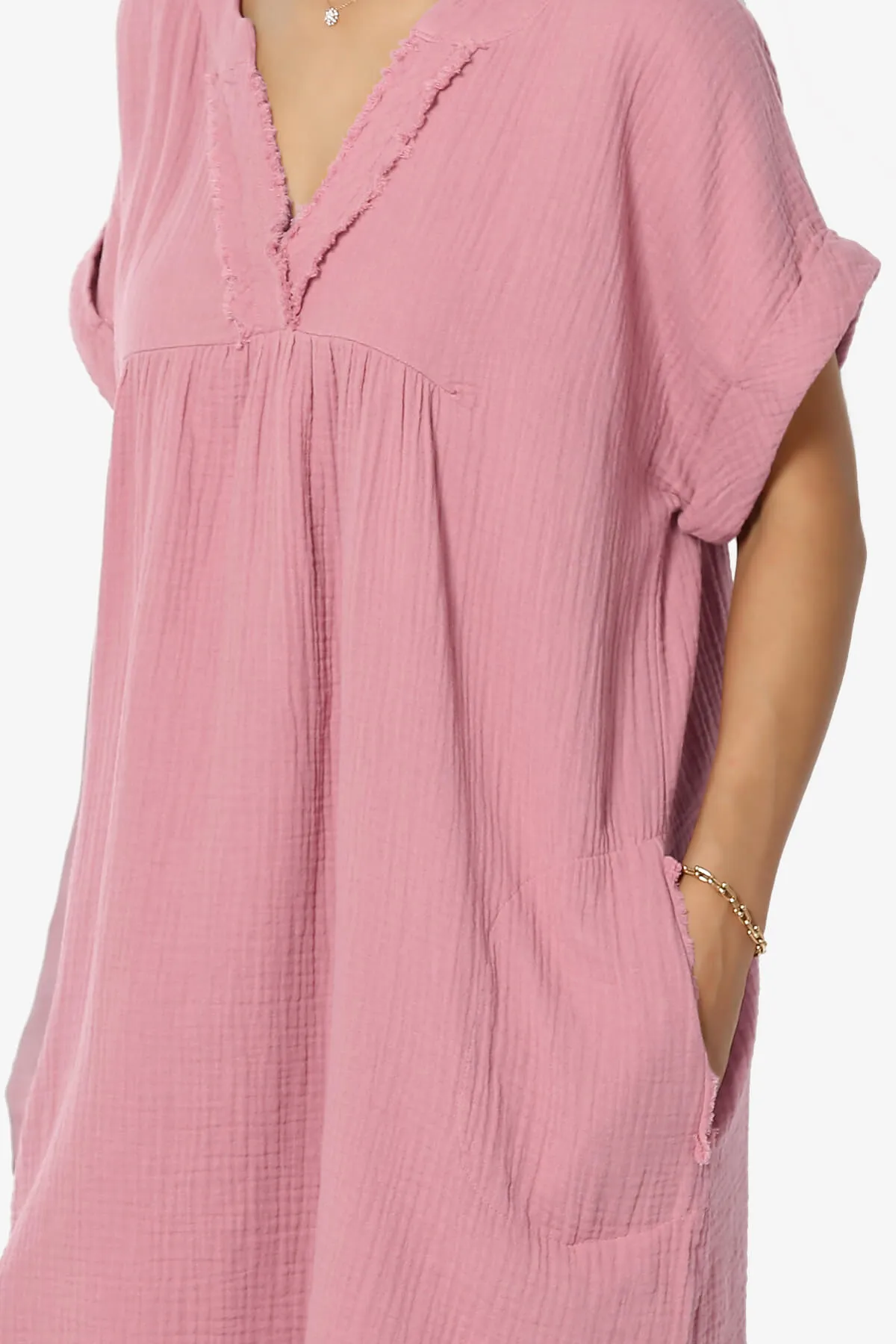 Milly Gauze V-Neck Babydoll Shift Mini Dress PLUS