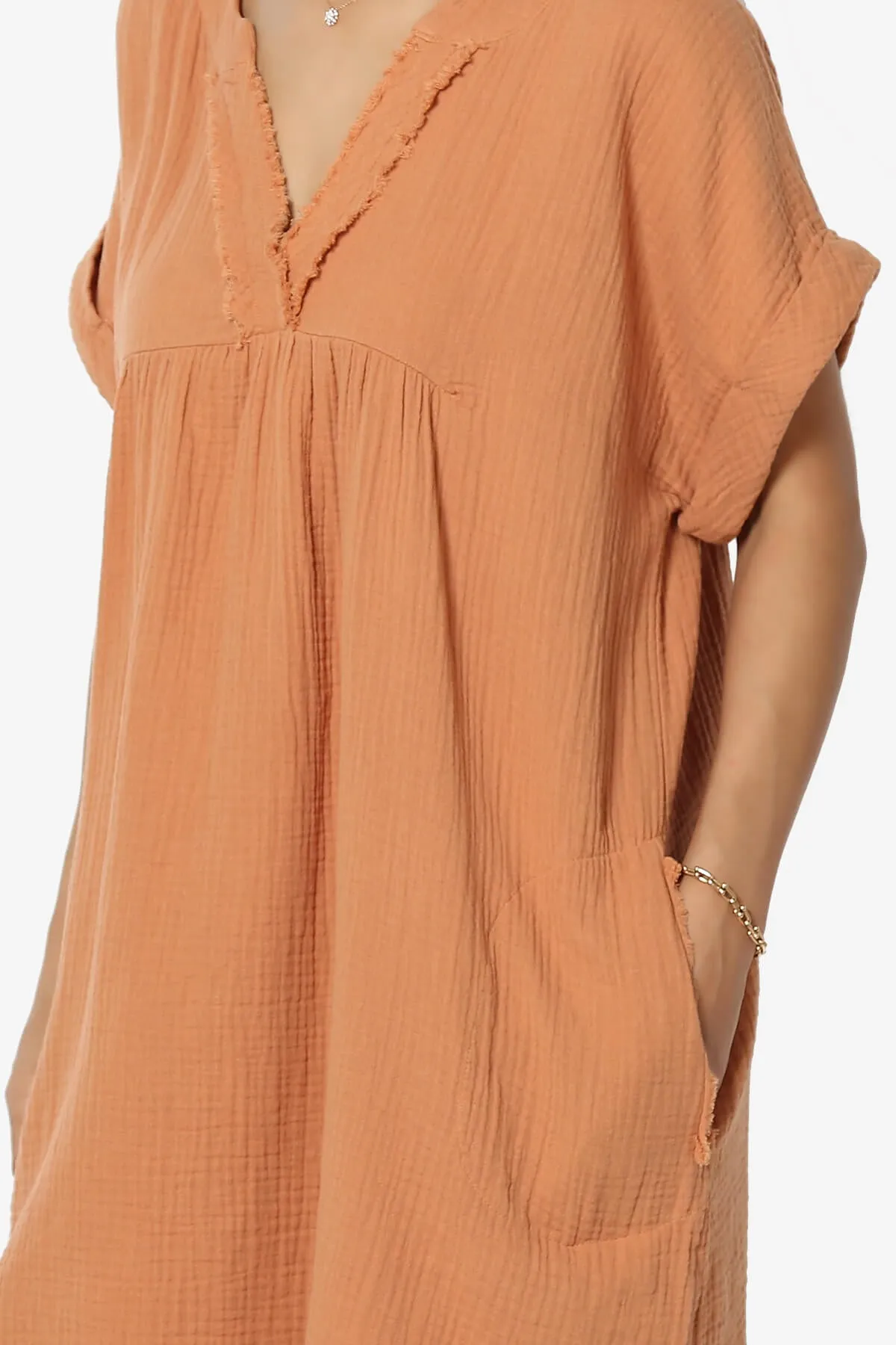 Milly Gauze V-Neck Babydoll Shift Mini Dress PLUS