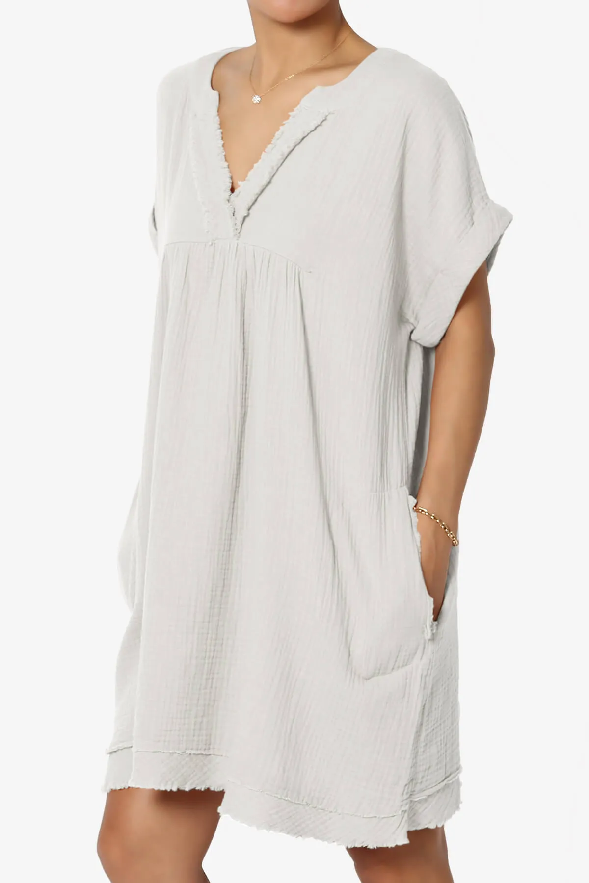 Milly Gauze V-Neck Babydoll Shift Mini Dress PLUS