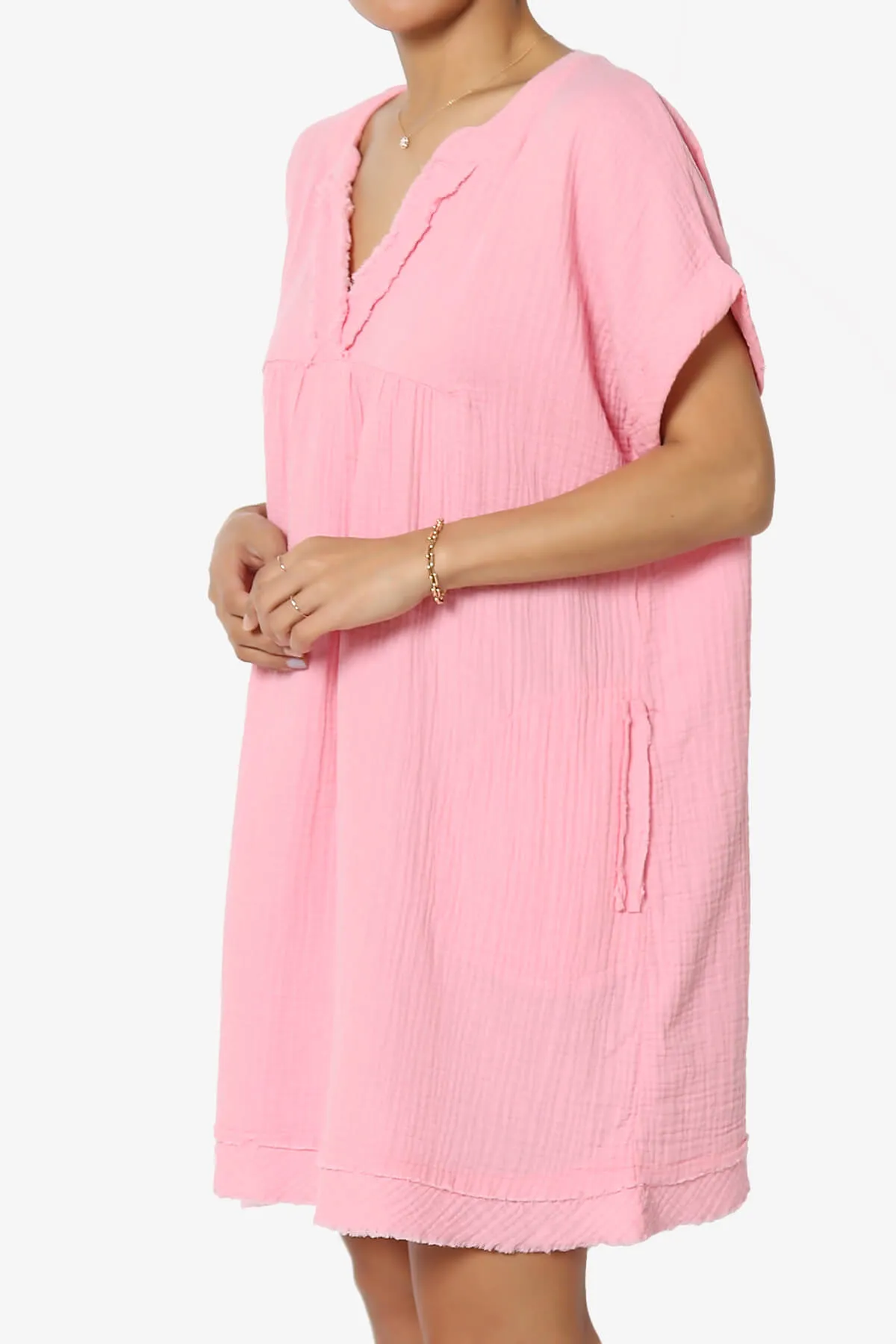 Milly Gauze V-Neck Babydoll Shift Mini Dress PLUS