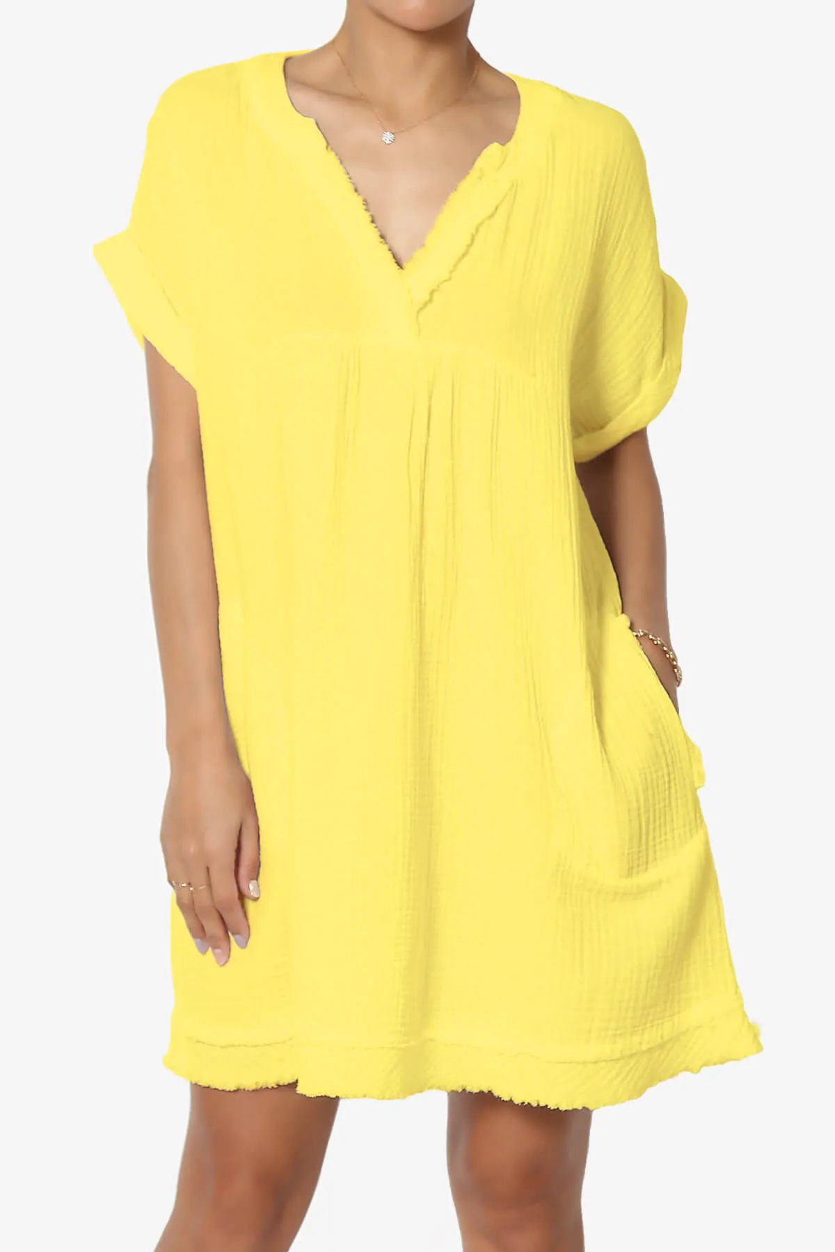 Milly Gauze V-Neck Babydoll Shift Mini Dress PLUS