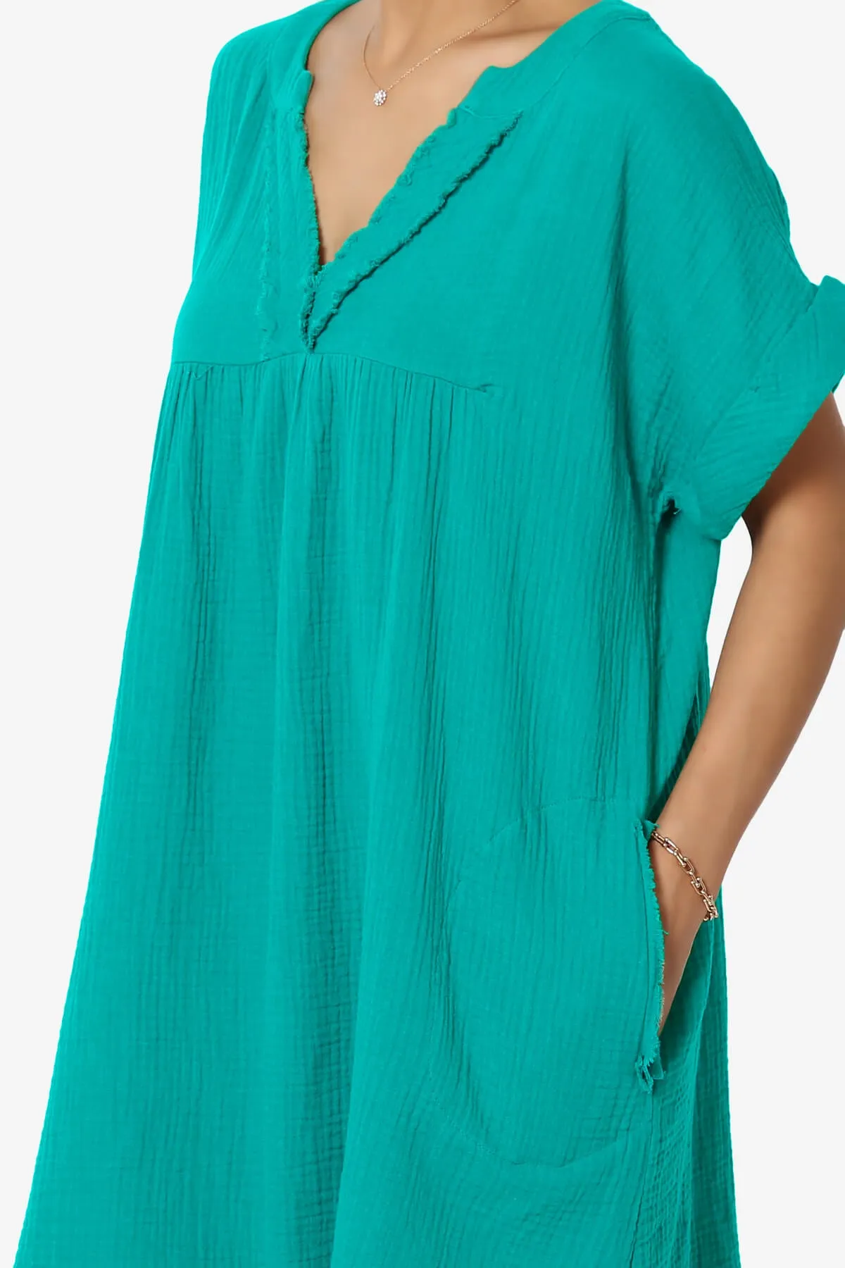 Milly Gauze V-Neck Babydoll Shift Mini Dress PLUS
