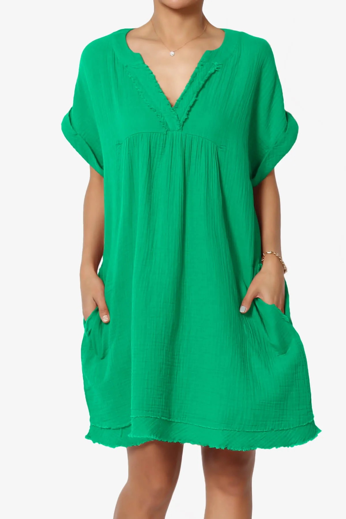 Milly Gauze V-Neck Babydoll Shift Mini Dress PLUS