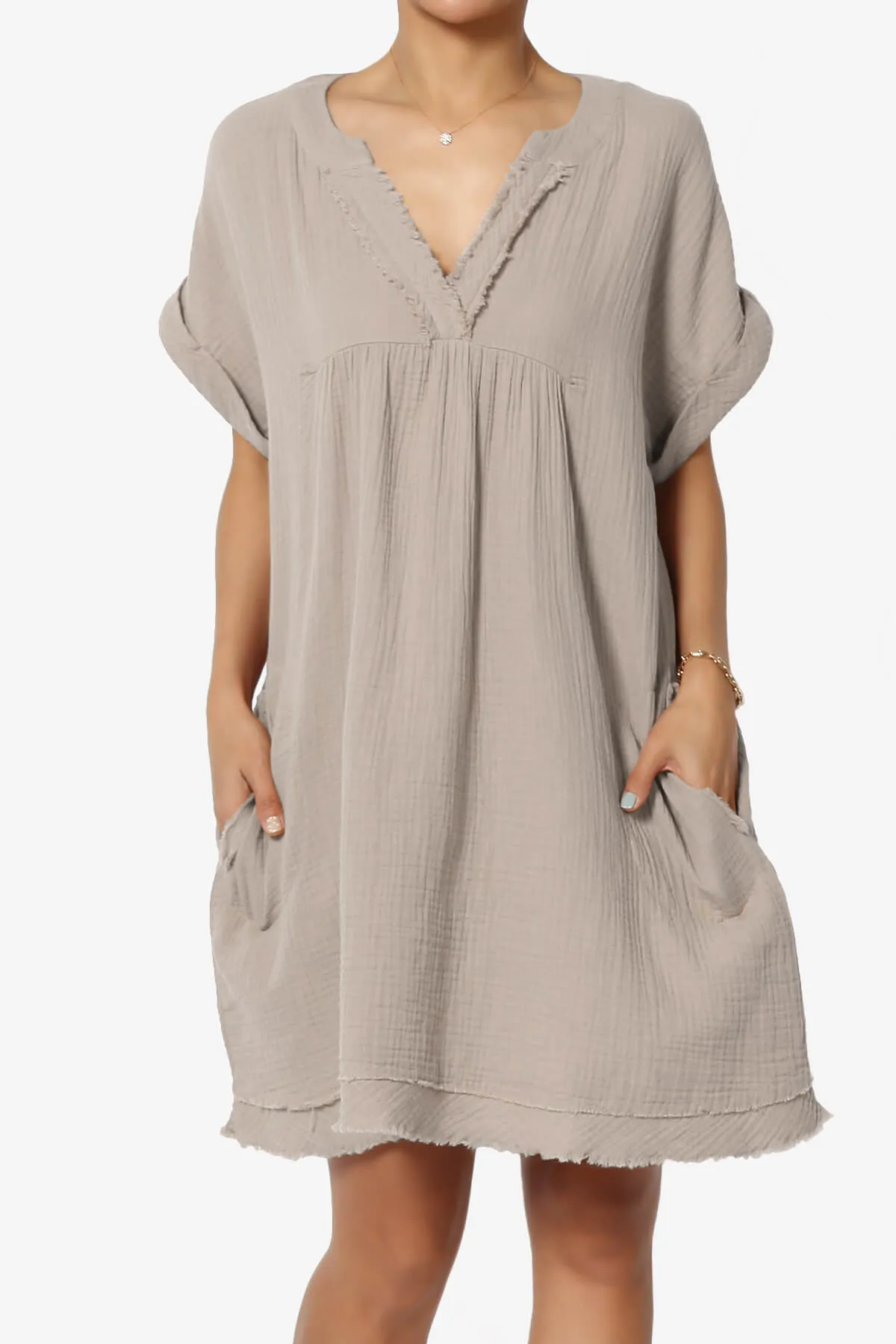 Milly Gauze V-Neck Babydoll Shift Mini Dress PLUS