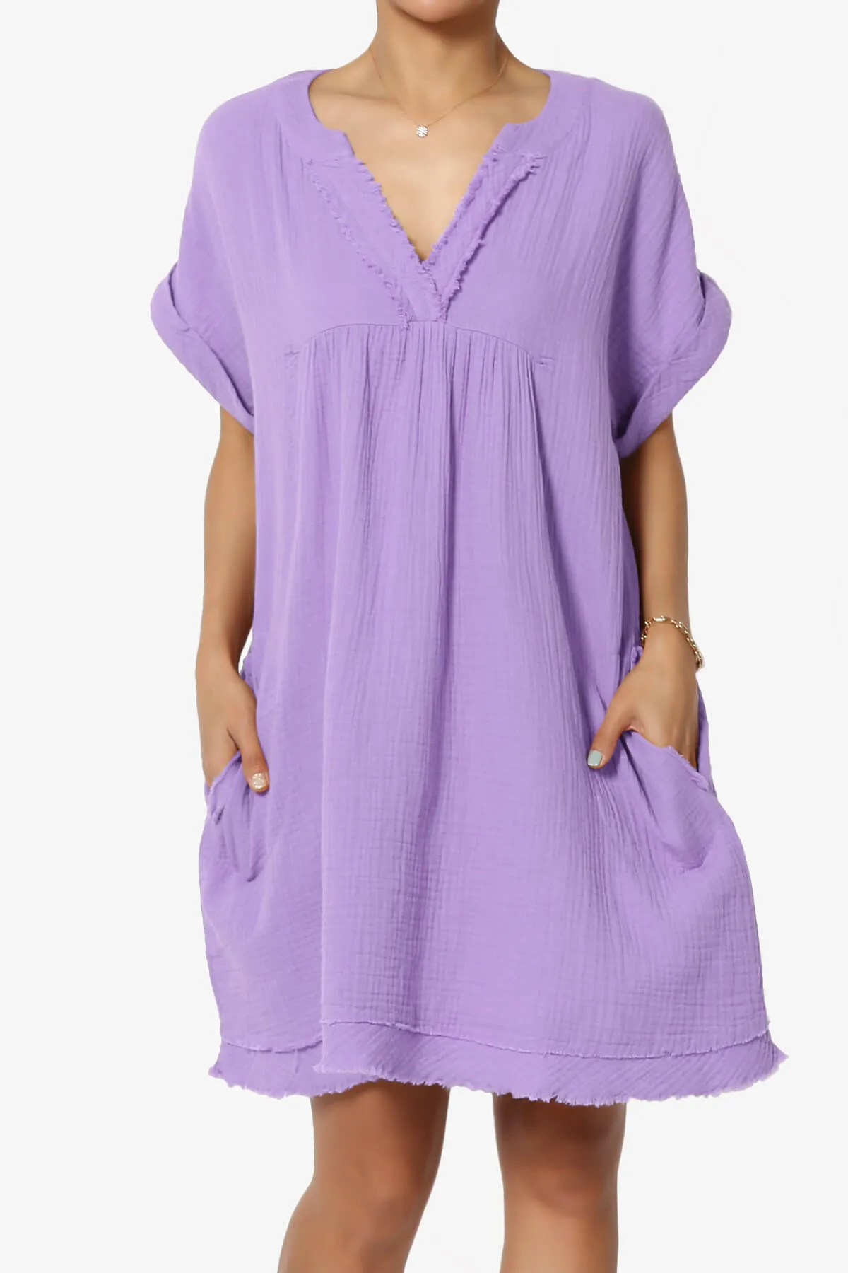 Milly Gauze V-Neck Babydoll Shift Mini Dress PLUS
