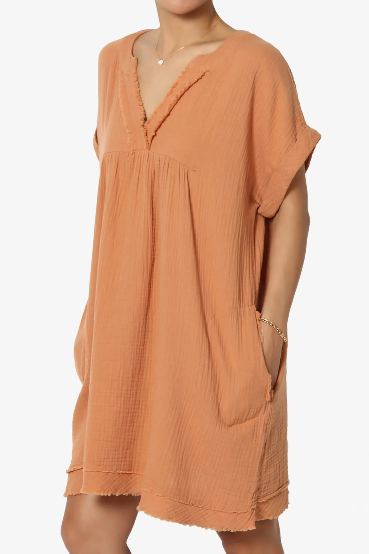 Milly Gauze V-Neck Babydoll Shift Mini Dress PLUS