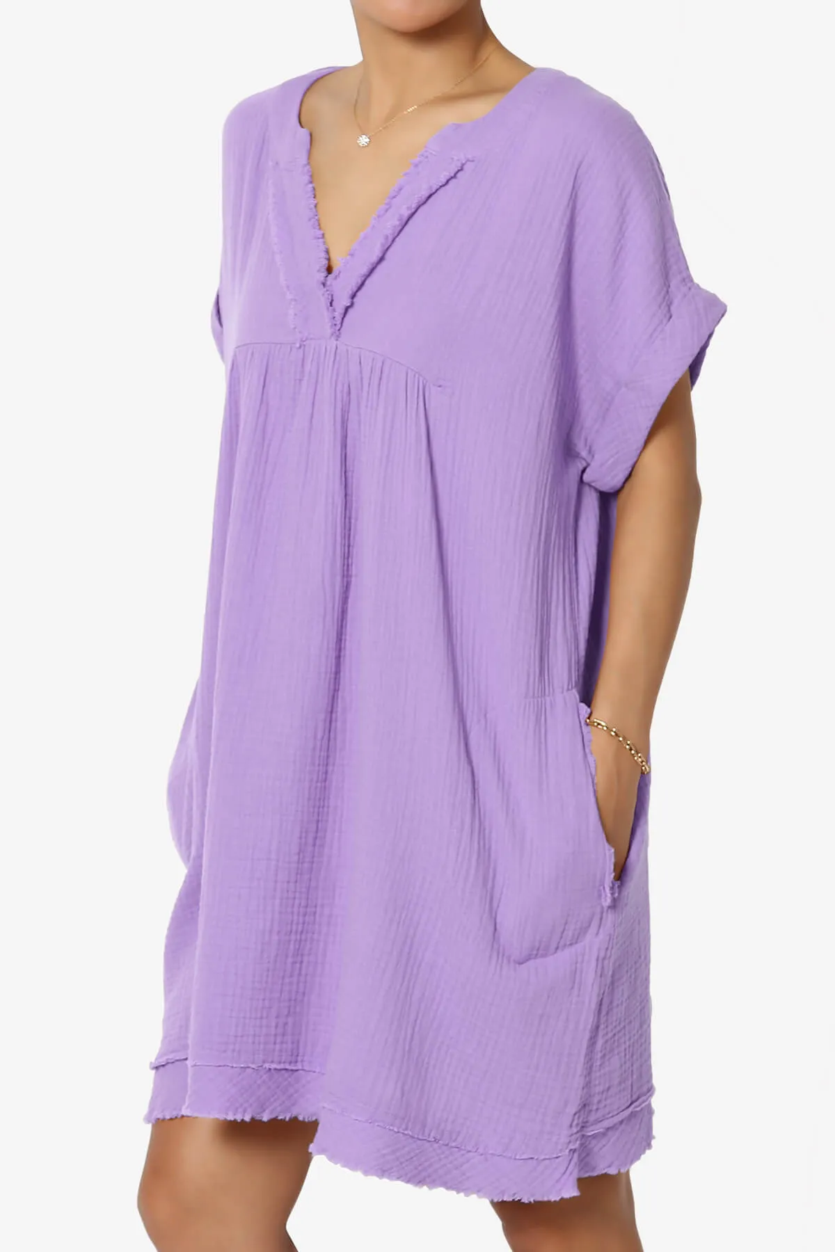 Milly Gauze V-Neck Babydoll Shift Mini Dress PLUS