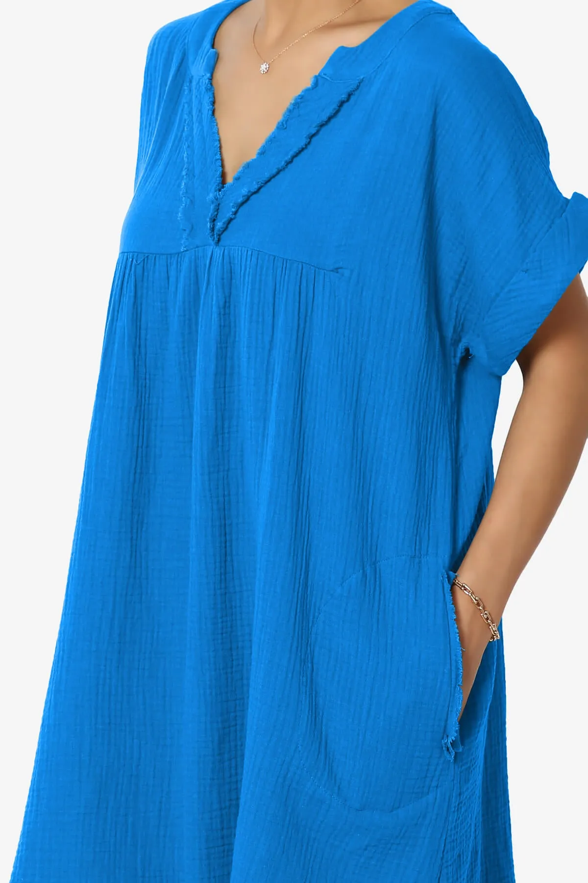 Milly Gauze V-Neck Babydoll Shift Mini Dress PLUS