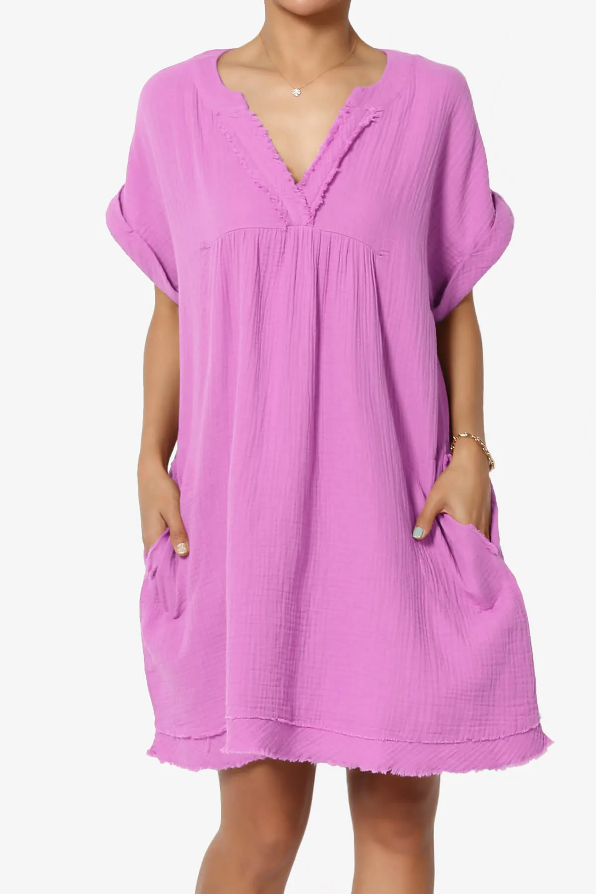 Milly Gauze V-Neck Babydoll Shift Mini Dress PLUS