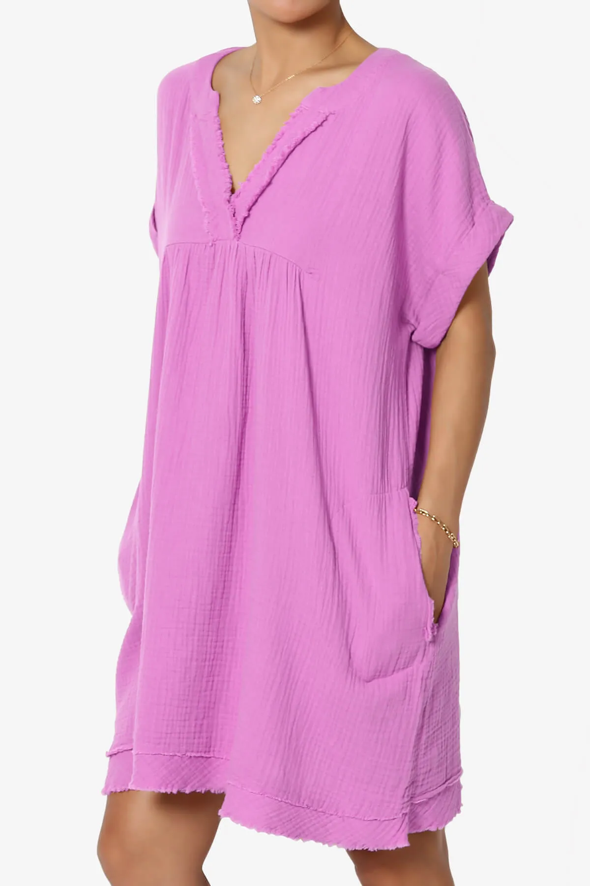 Milly Gauze V-Neck Babydoll Shift Mini Dress PLUS