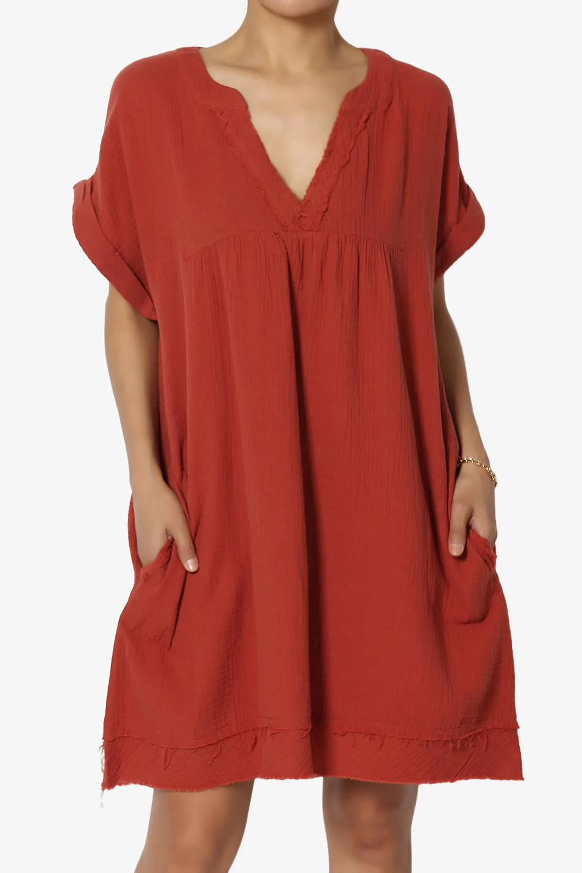 Milly Gauze V-Neck Babydoll Shift Mini Dress PLUS