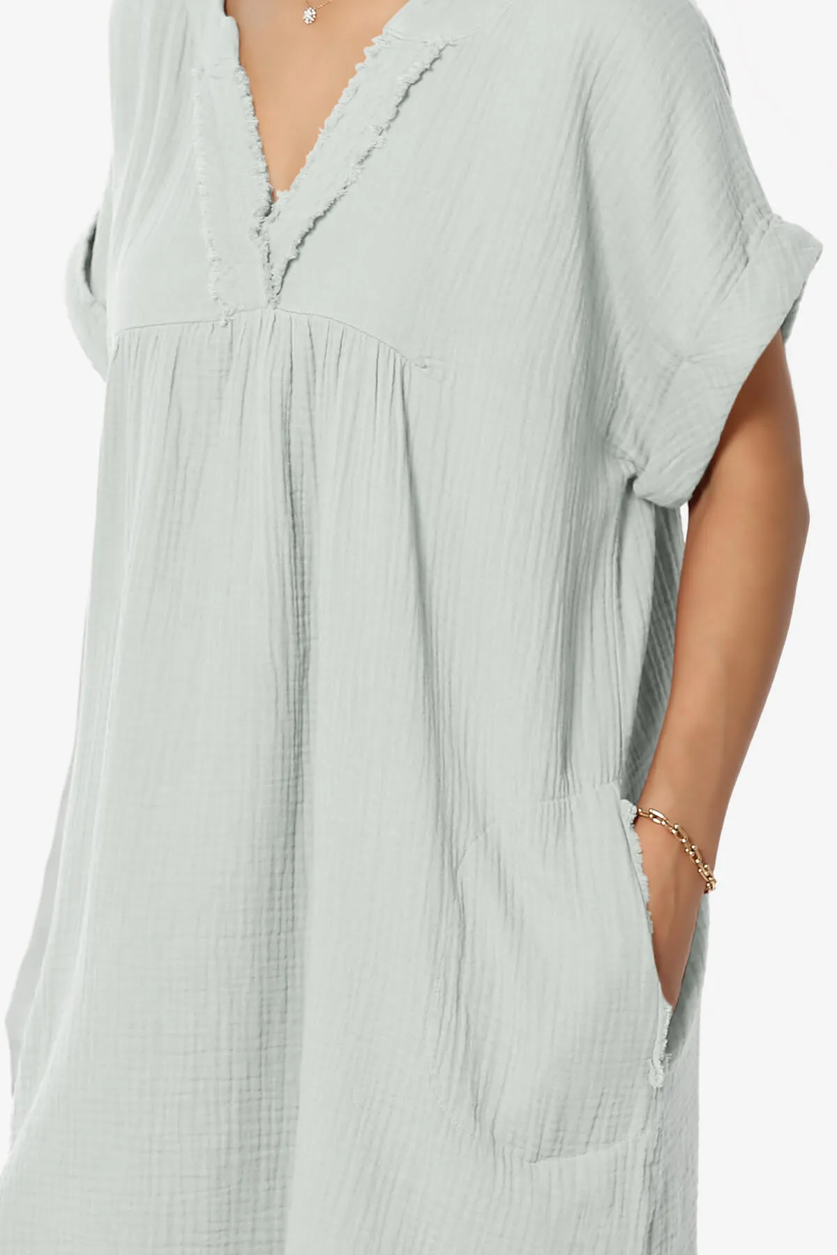 Milly Gauze V-Neck Babydoll Shift Mini Dress PLUS