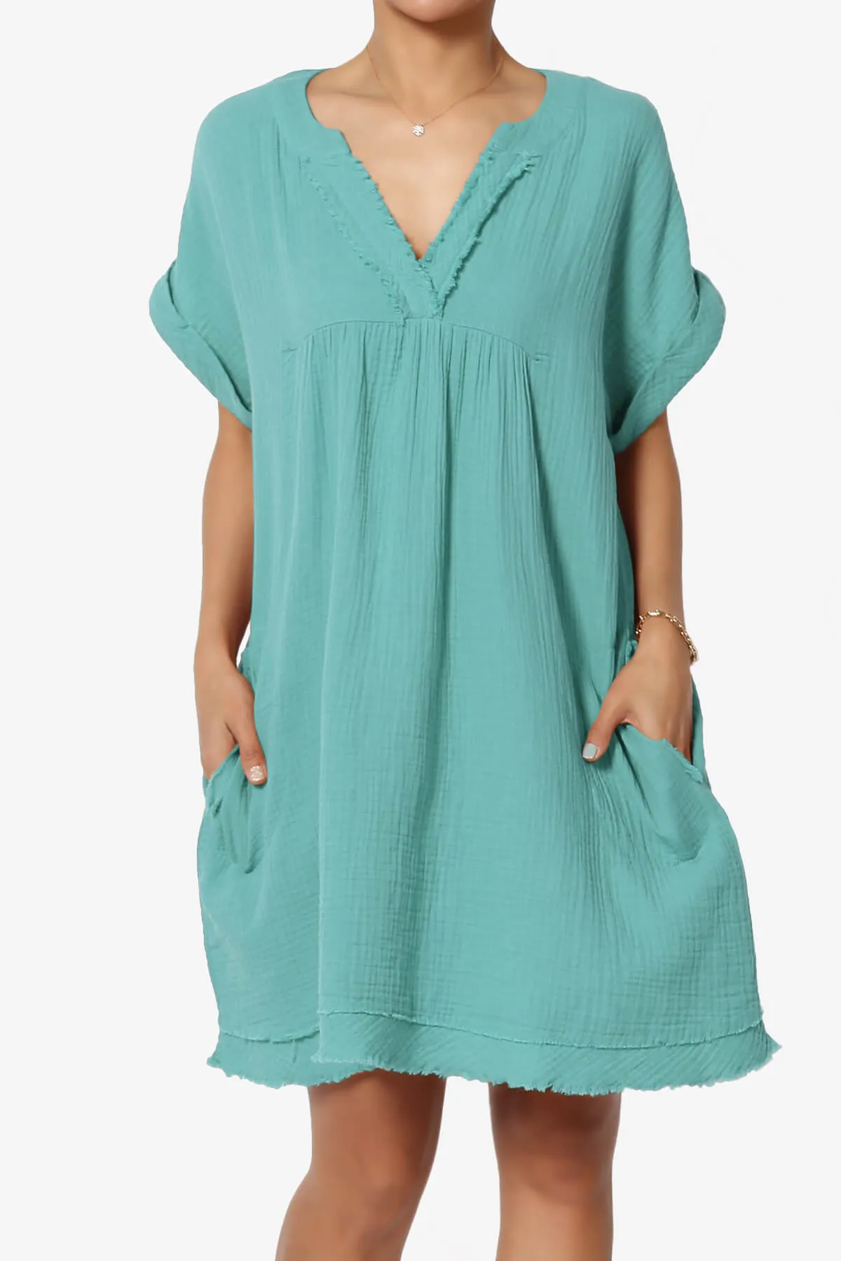 Milly Gauze V-Neck Babydoll Shift Mini Dress PLUS