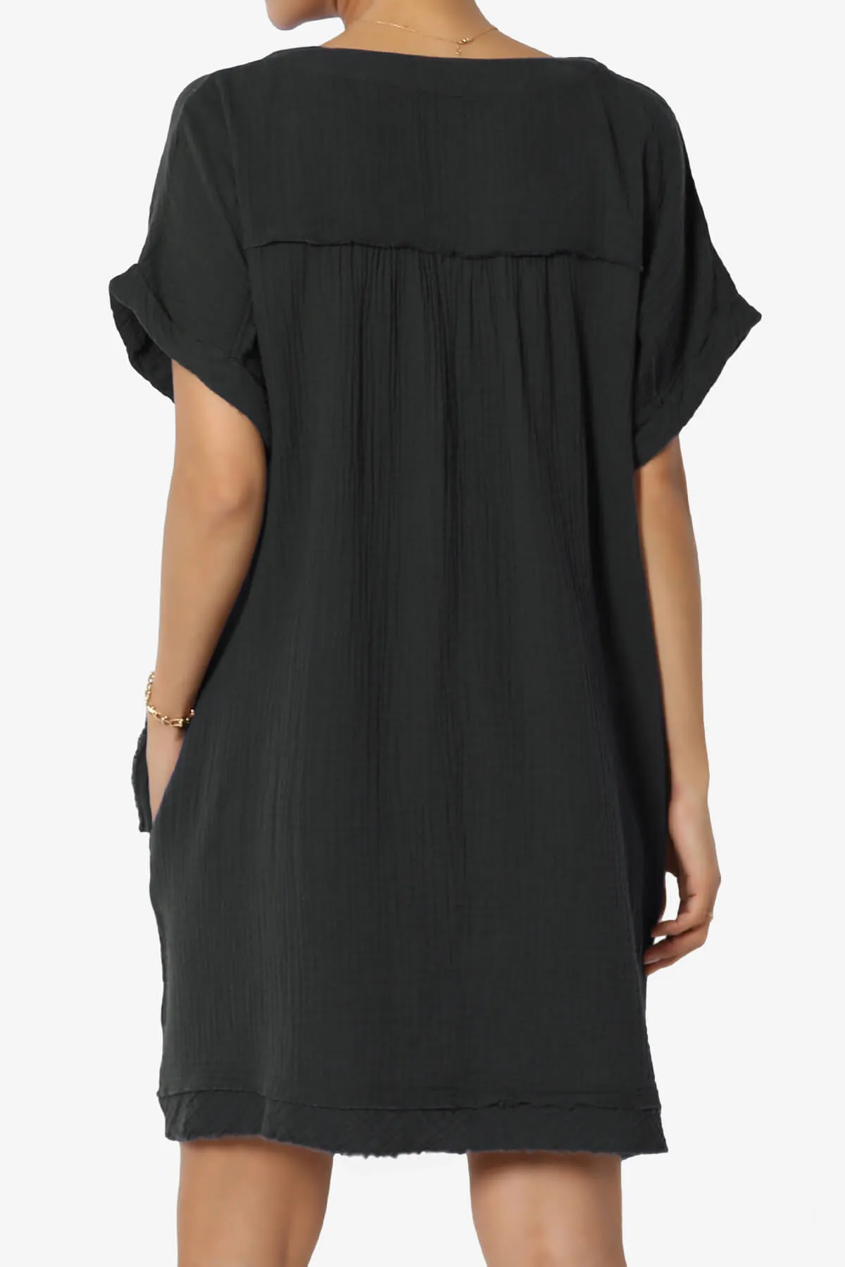 Milly Gauze V-Neck Babydoll Shift Mini Dress PLUS