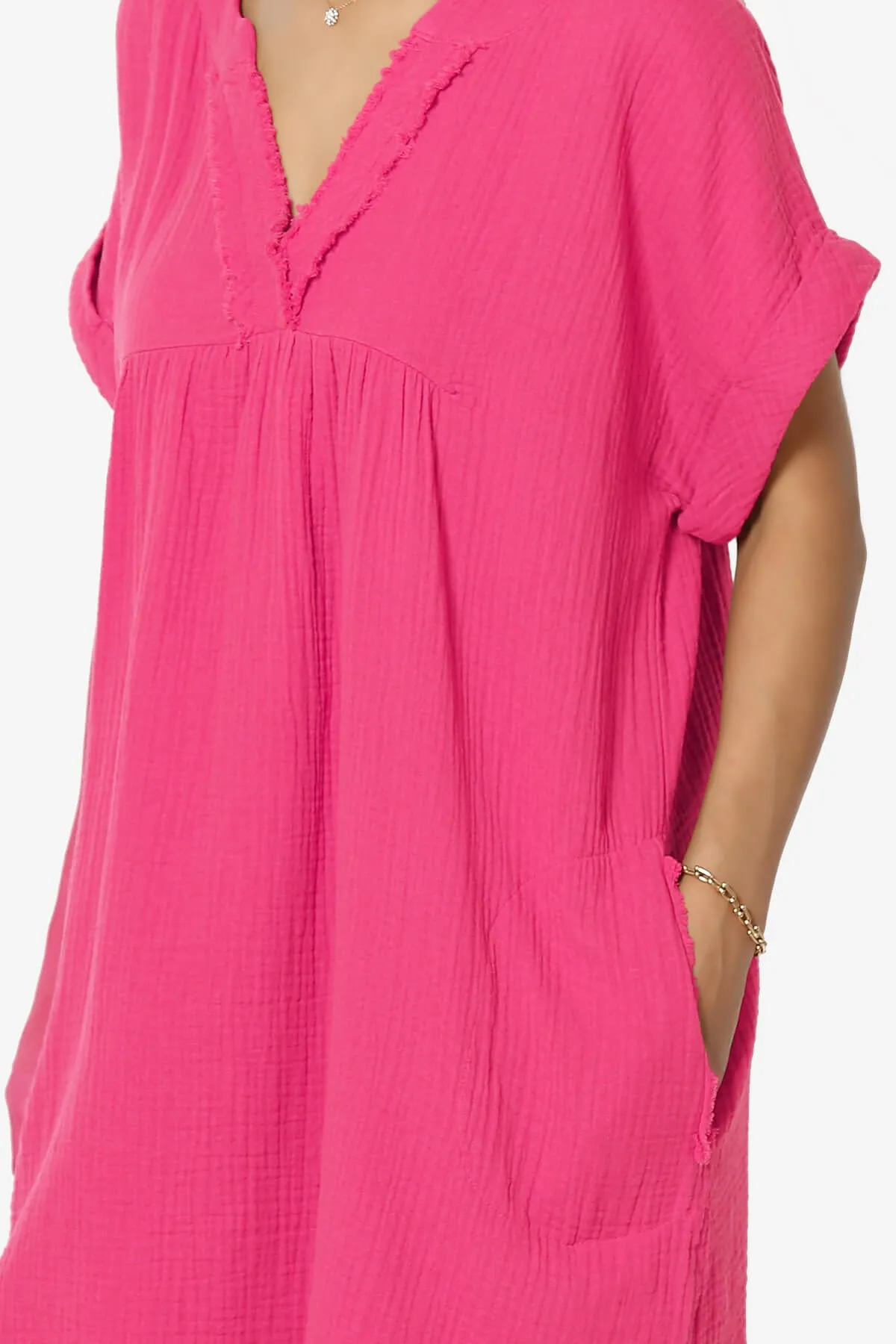 Milly Gauze V-Neck Babydoll Shift Mini Dress