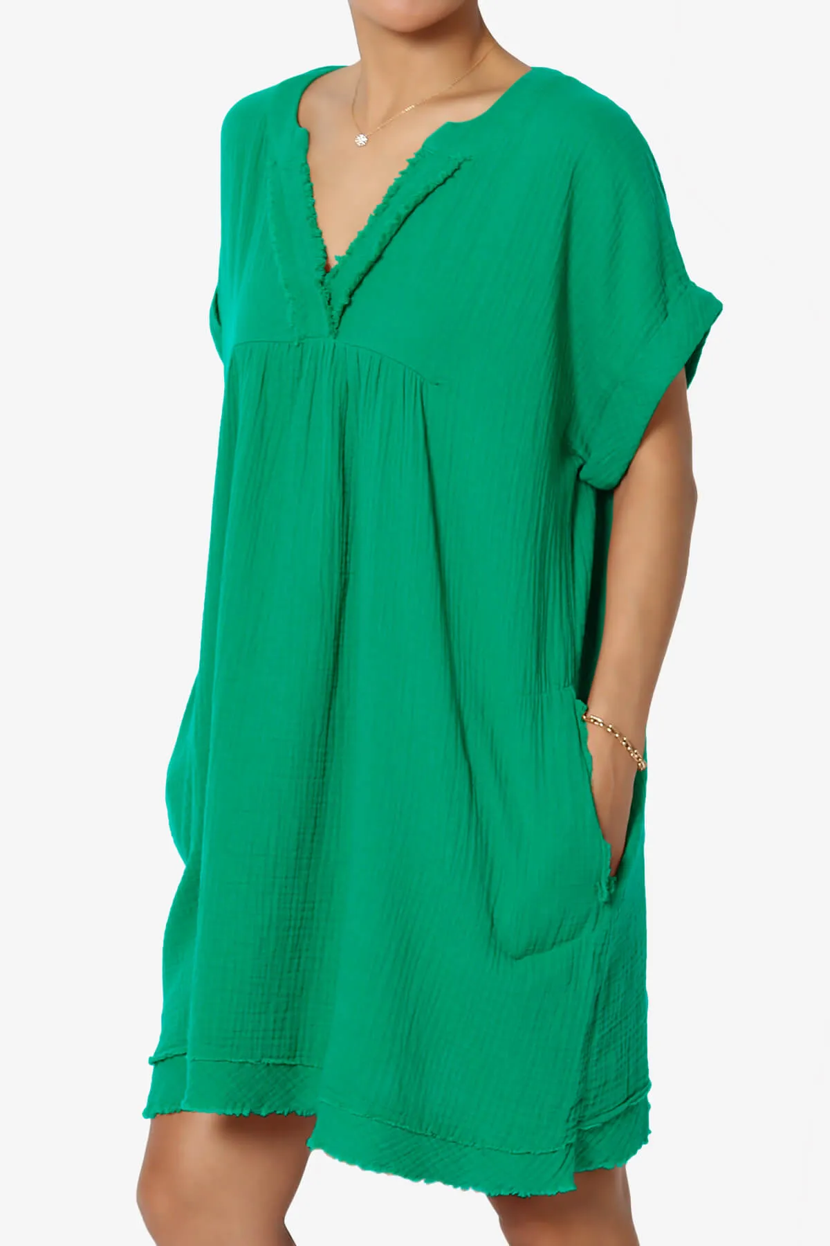 Milly Gauze V-Neck Babydoll Shift Mini Dress