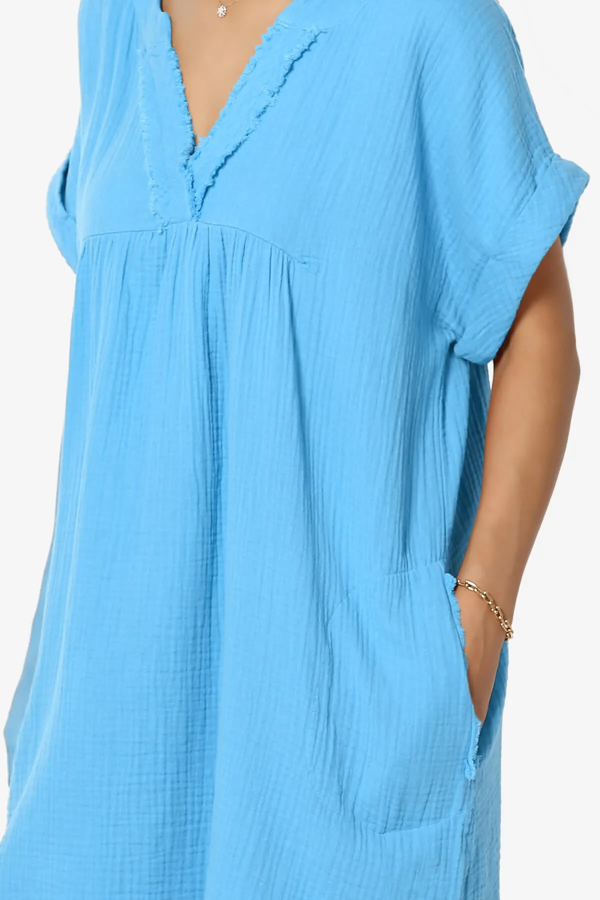Milly Gauze V-Neck Babydoll Shift Mini Dress