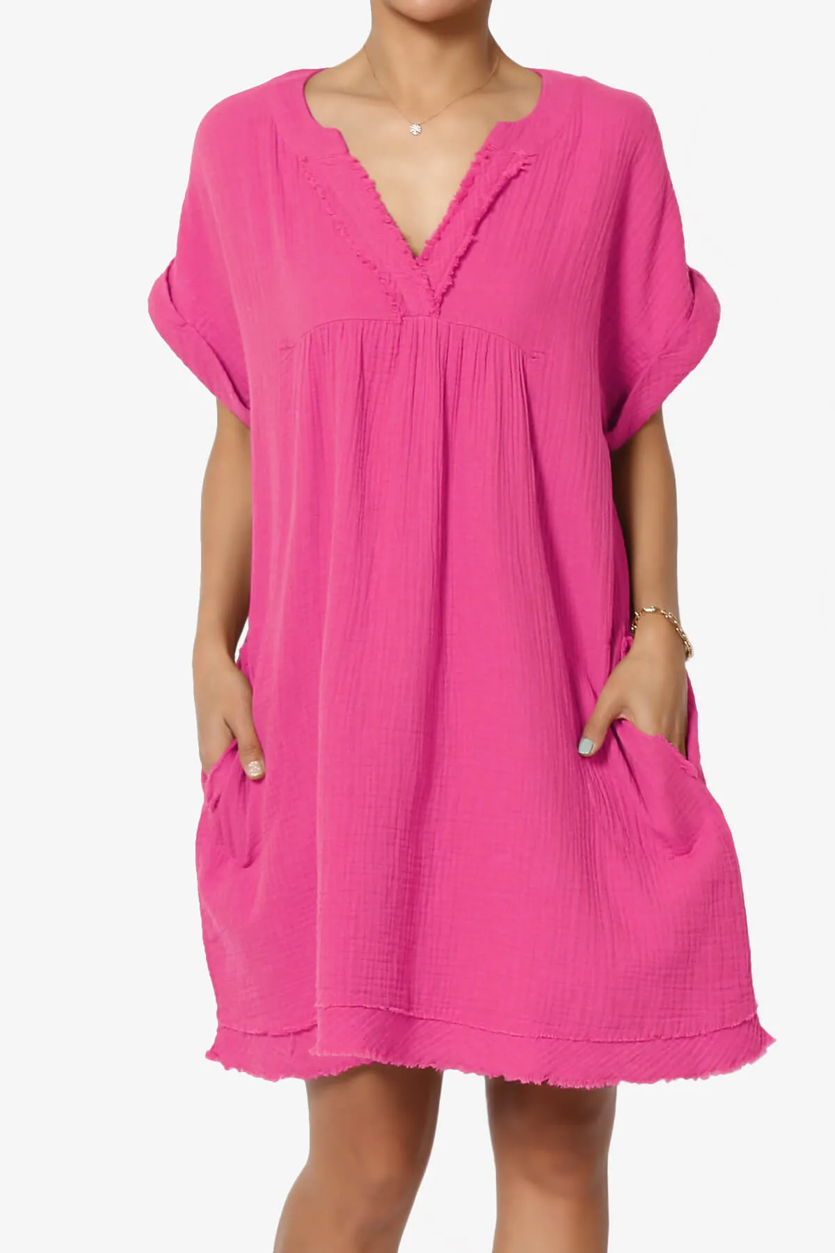 Milly Gauze V-Neck Babydoll Shift Mini Dress