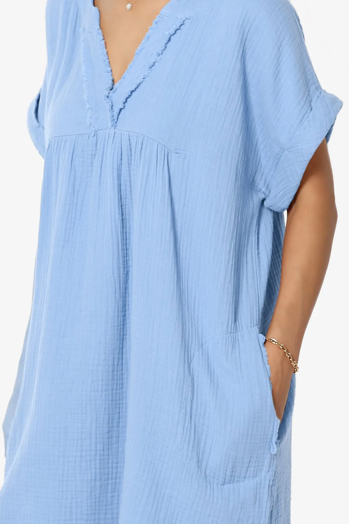 Milly Gauze V-Neck Babydoll Shift Mini Dress