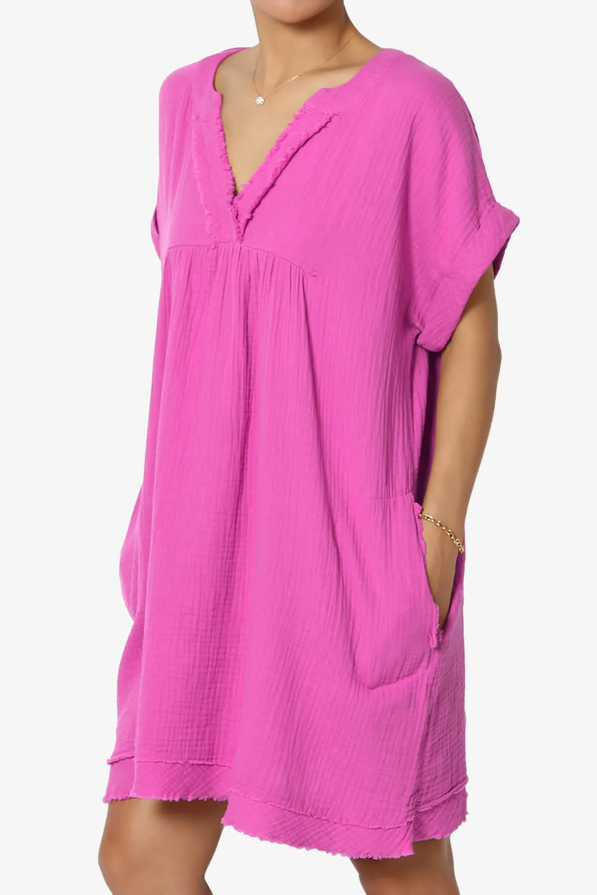 Milly Gauze V-Neck Babydoll Shift Mini Dress