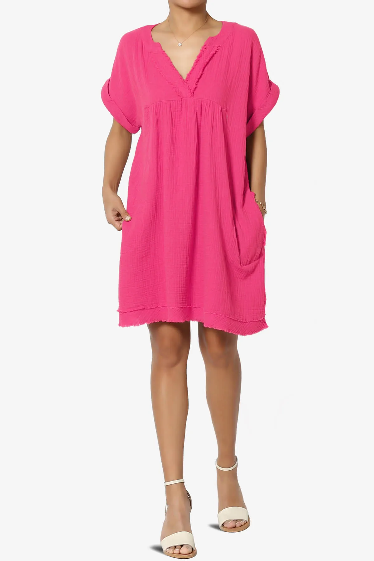 Milly Gauze V-Neck Babydoll Shift Mini Dress