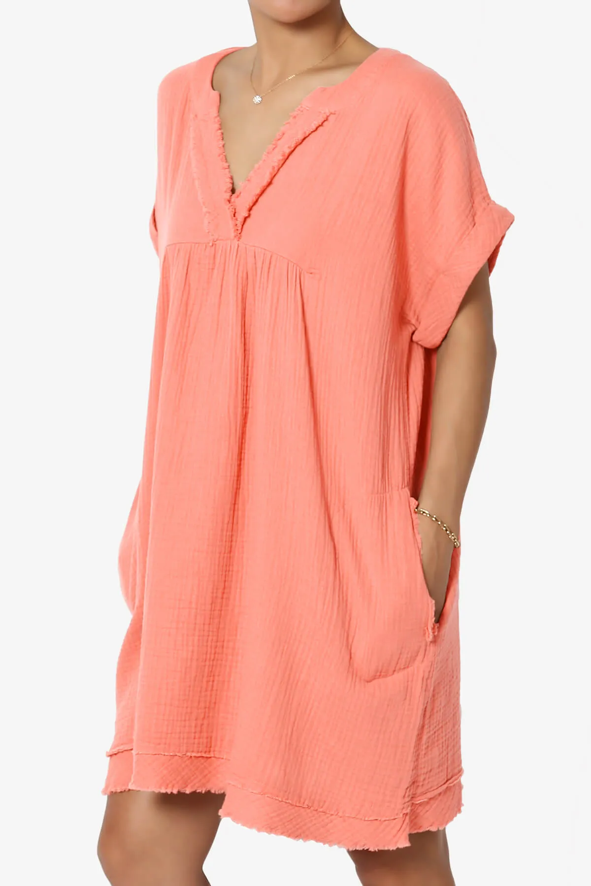 Milly Gauze V-Neck Babydoll Shift Mini Dress