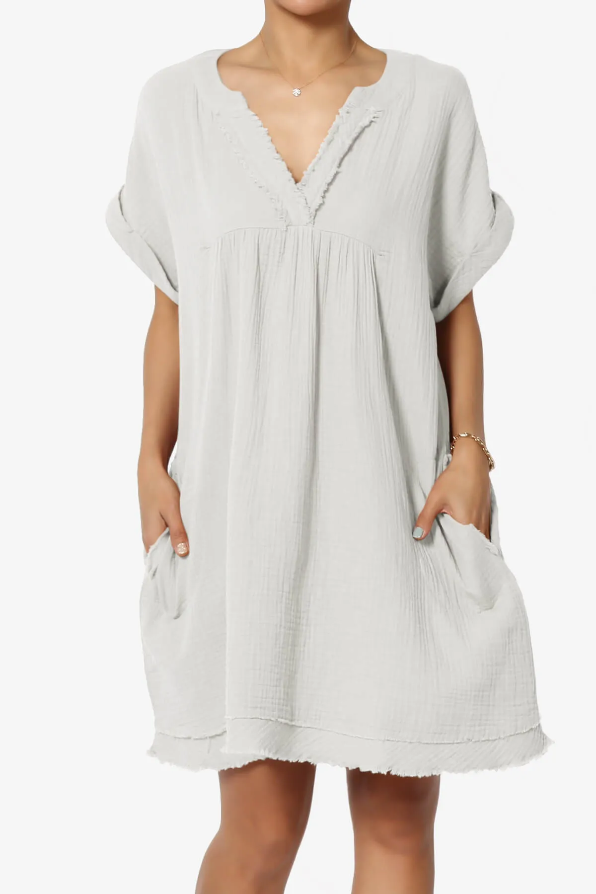 Milly Gauze V-Neck Babydoll Shift Mini Dress