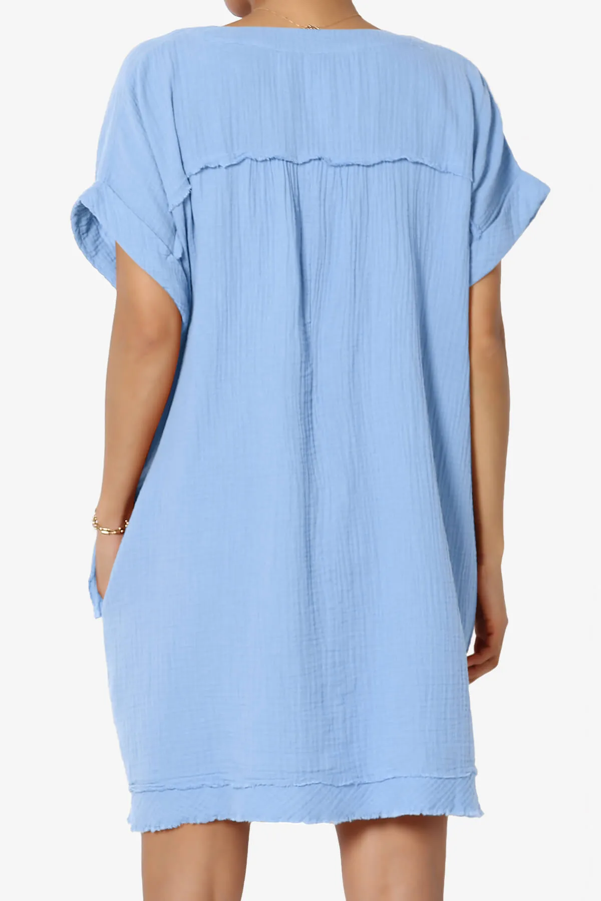 Milly Gauze V-Neck Babydoll Shift Mini Dress
