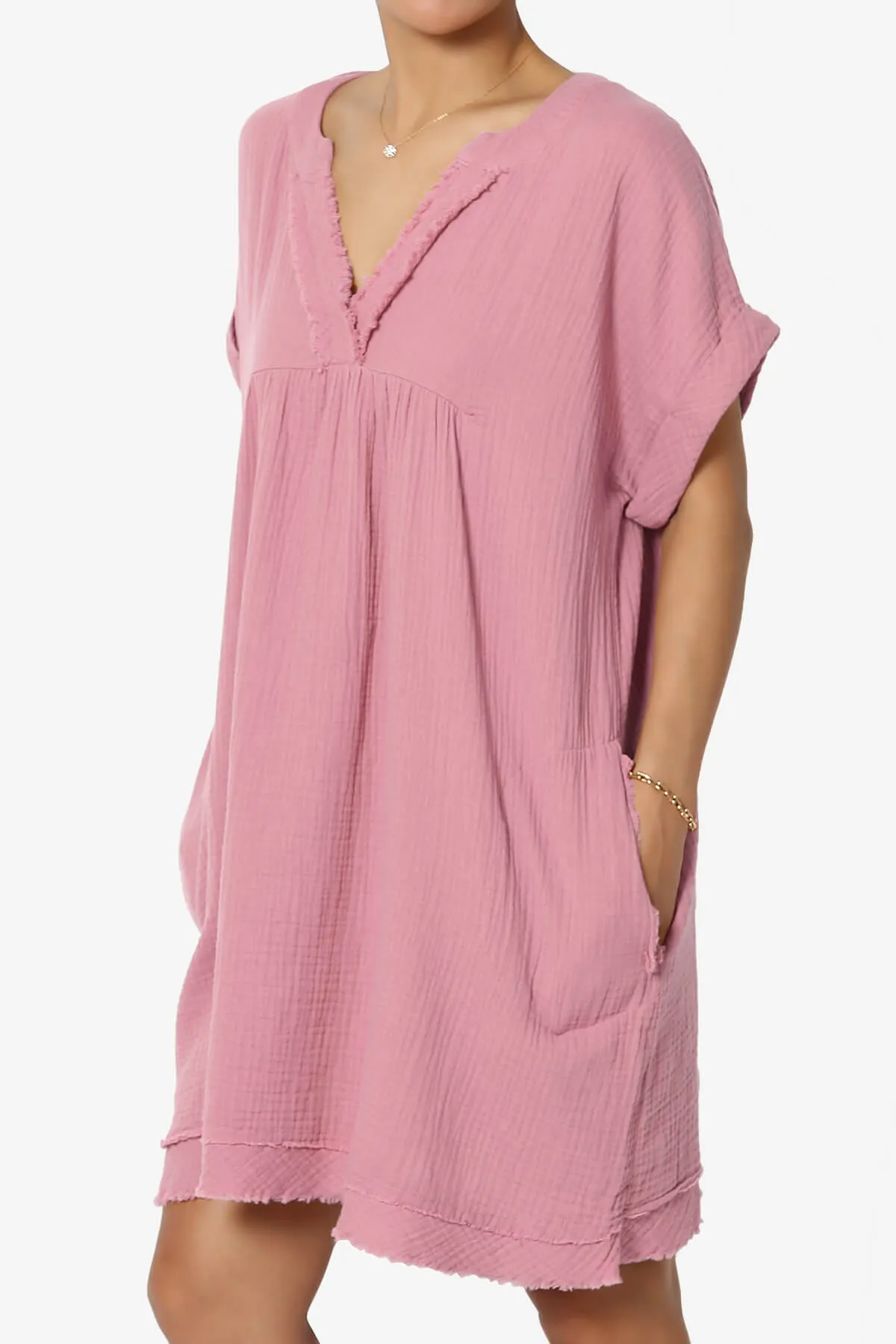 Milly Gauze V-Neck Babydoll Shift Mini Dress