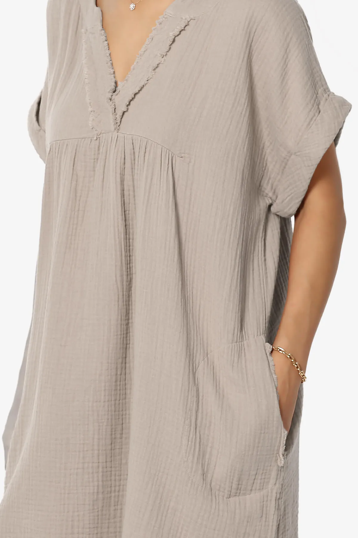 Milly Gauze V-Neck Babydoll Shift Mini Dress