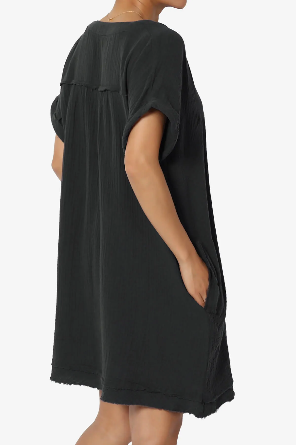 Milly Gauze V-Neck Babydoll Shift Mini Dress