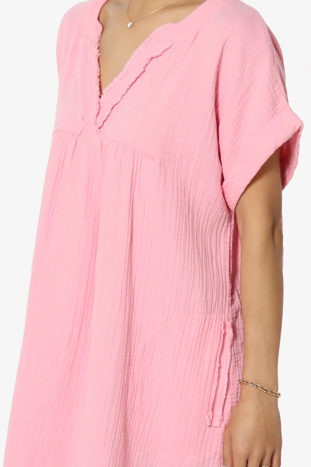 Milly Gauze V-Neck Babydoll Shift Mini Dress
