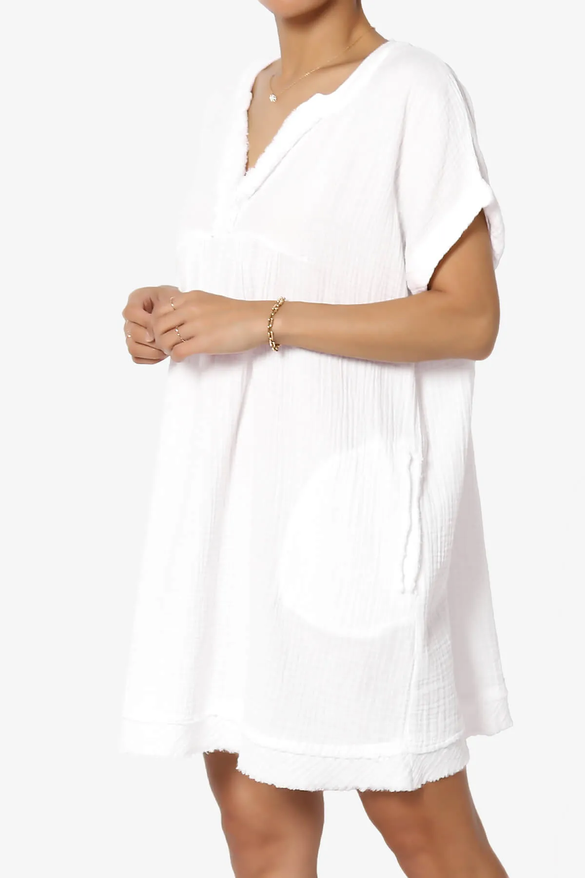 Milly Gauze V-Neck Babydoll Shift Mini Dress