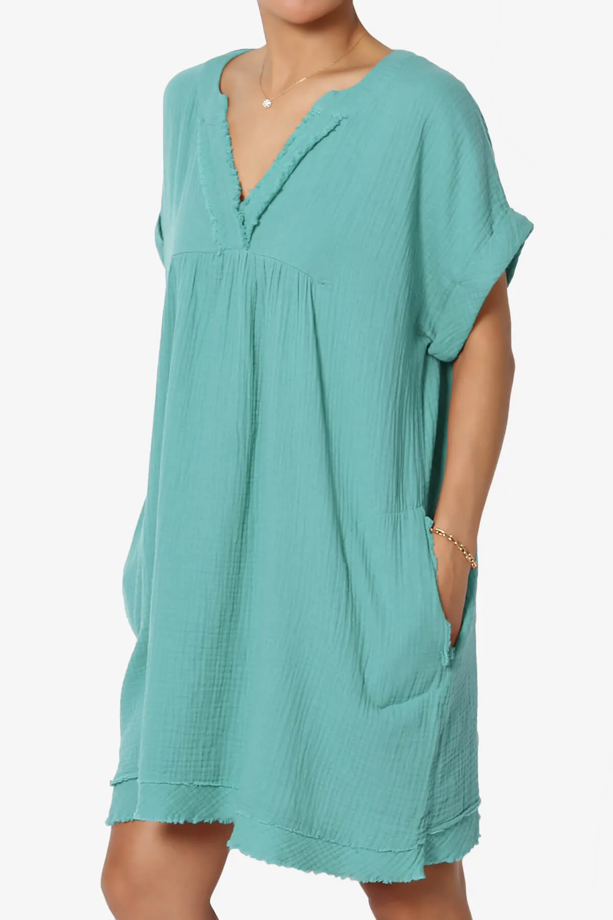 Milly Gauze V-Neck Babydoll Shift Mini Dress