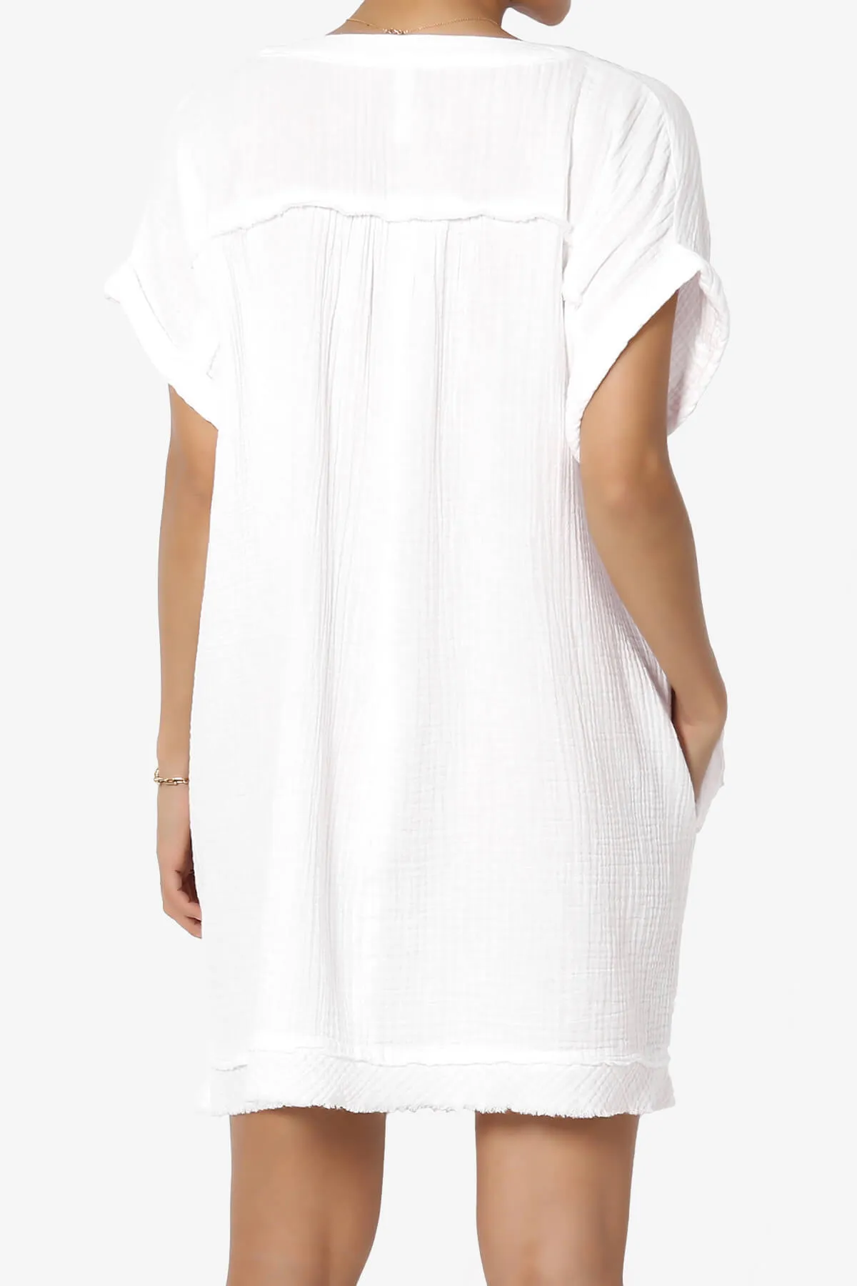 Milly Gauze V-Neck Babydoll Shift Mini Dress