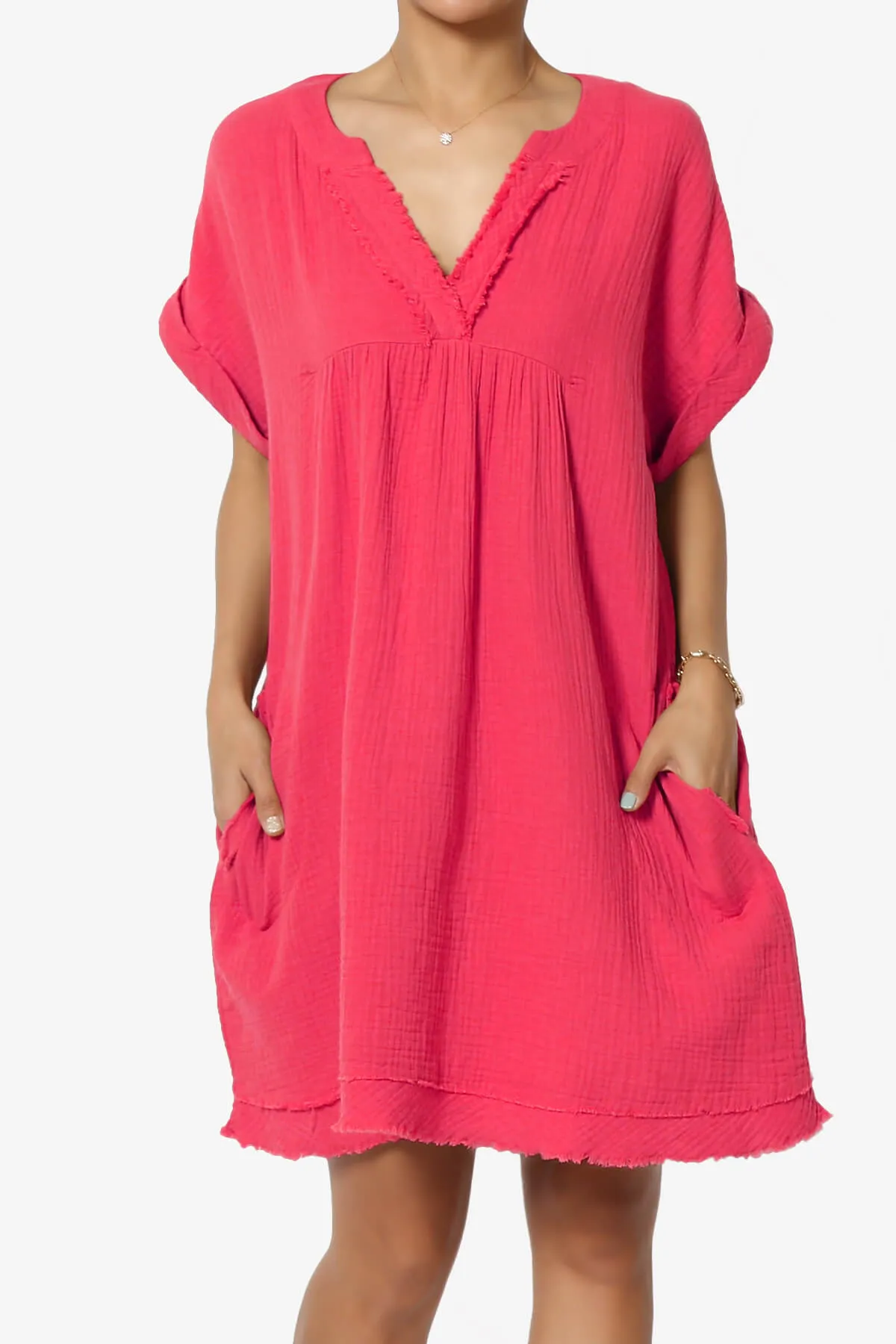 Milly Gauze V-Neck Babydoll Shift Mini Dress