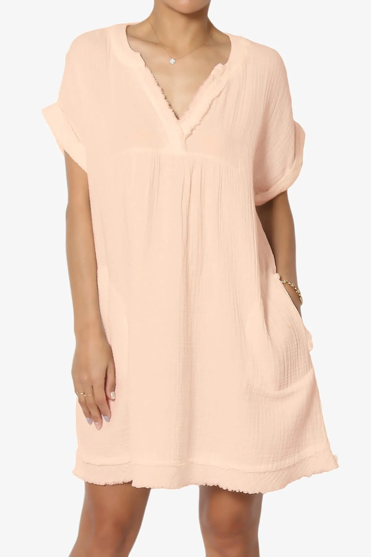 Milly Gauze V-Neck Babydoll Shift Mini Dress