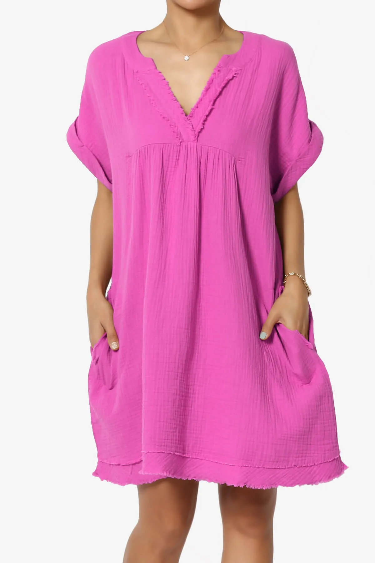 Milly Gauze V-Neck Babydoll Shift Mini Dress