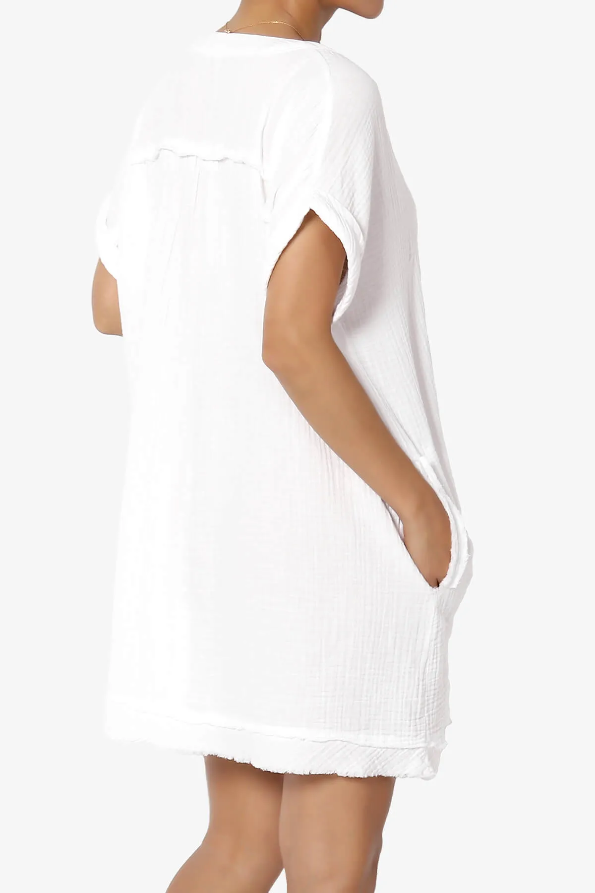 Milly Gauze V-Neck Babydoll Shift Mini Dress
