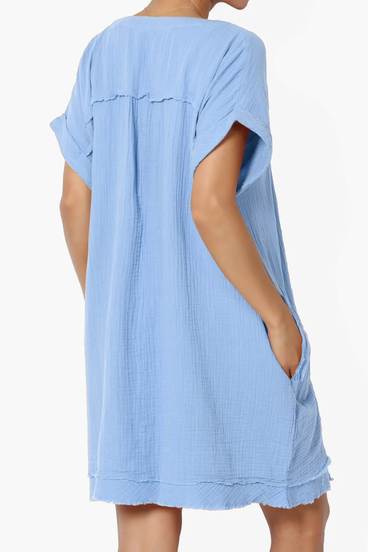 Milly Gauze V-Neck Babydoll Shift Mini Dress