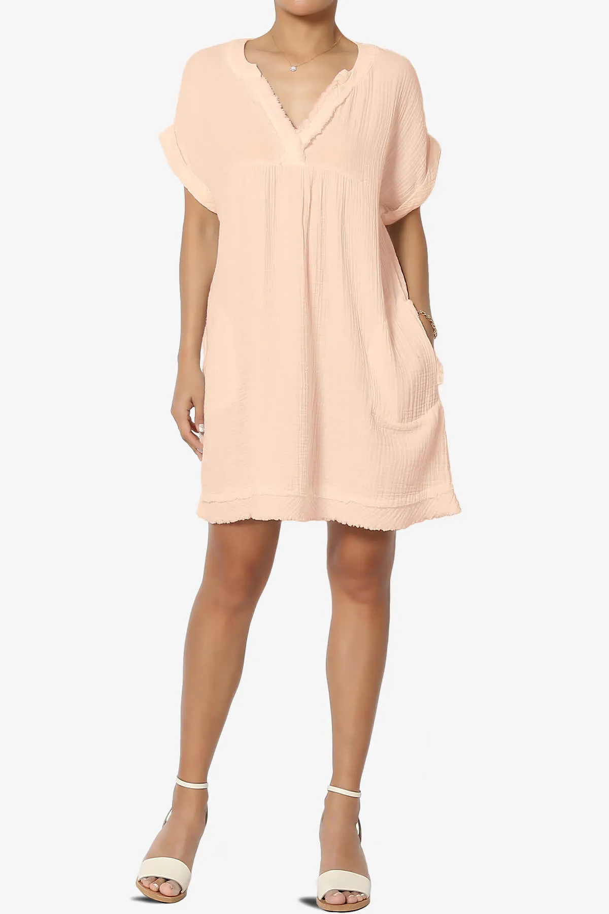 Milly Gauze V-Neck Babydoll Shift Mini Dress