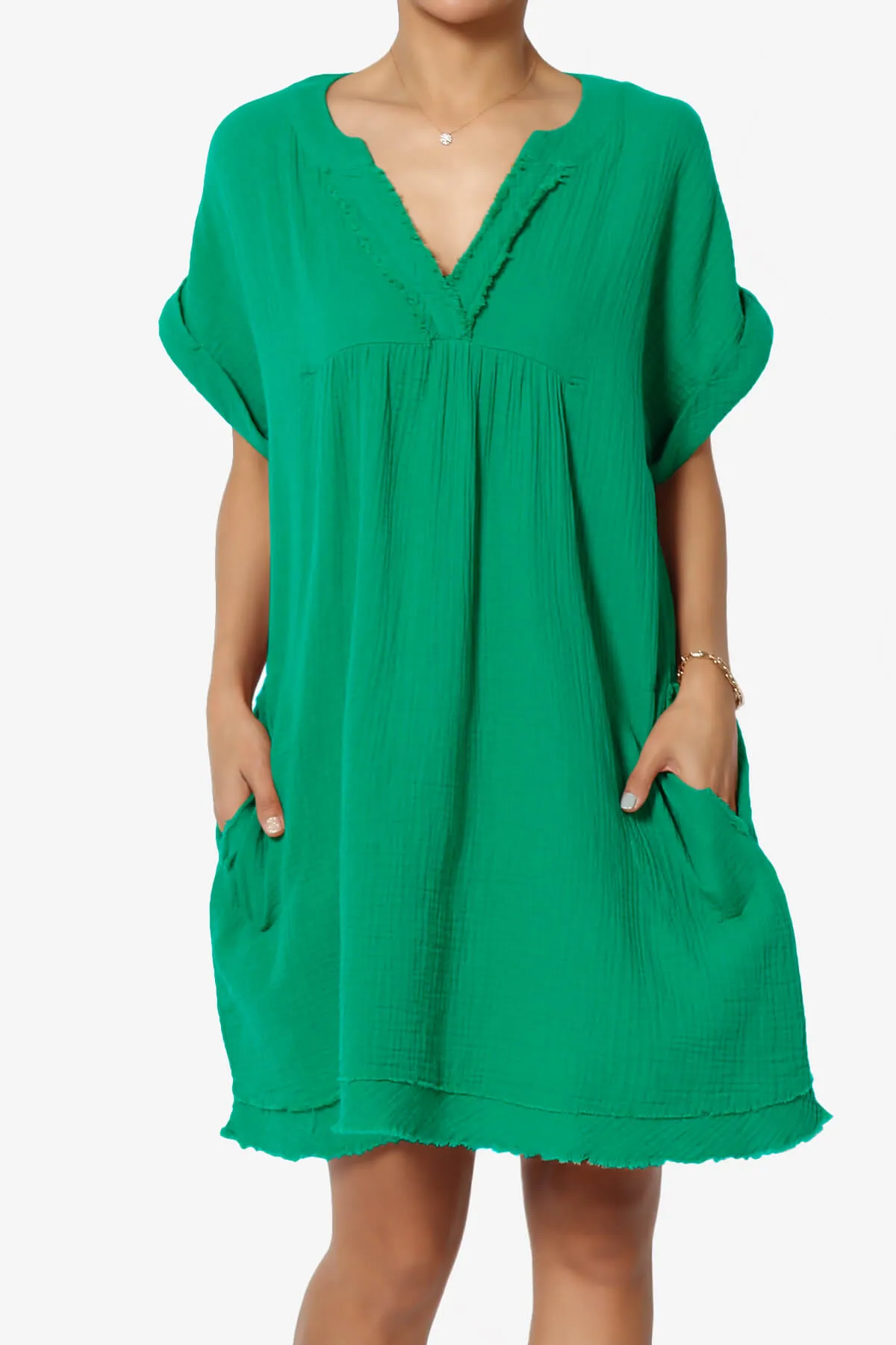 Milly Gauze V-Neck Babydoll Shift Mini Dress